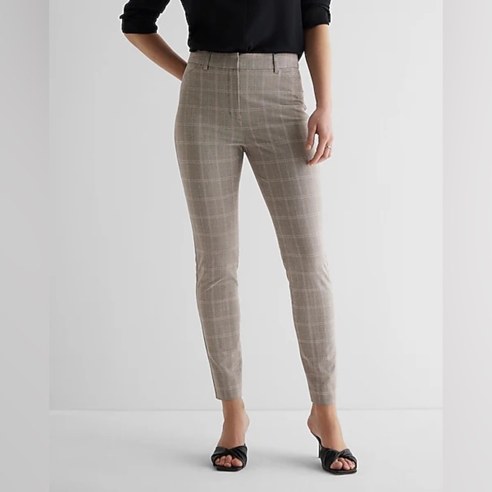 Express Editor High Waisted Plaid Skinny Pant